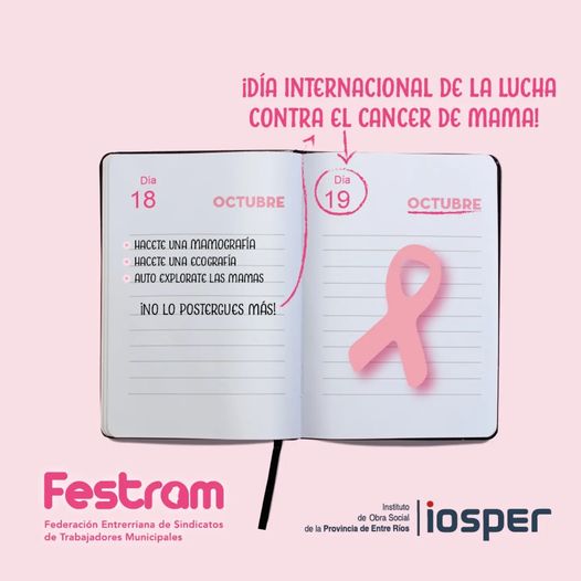 19 de Octubre: DÍA INTERNACIONAL DE LUCHA CONTRA EL CANCER DE MAMA