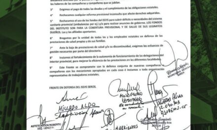 COMUNICADO DEL FRENTE DE UNIDAD SINDICAL EN DEFENSA DEL ISSYS