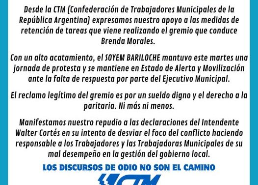 ESTADO DE ALERTA Y MOVILIZACIÓN EN BARILOCHE